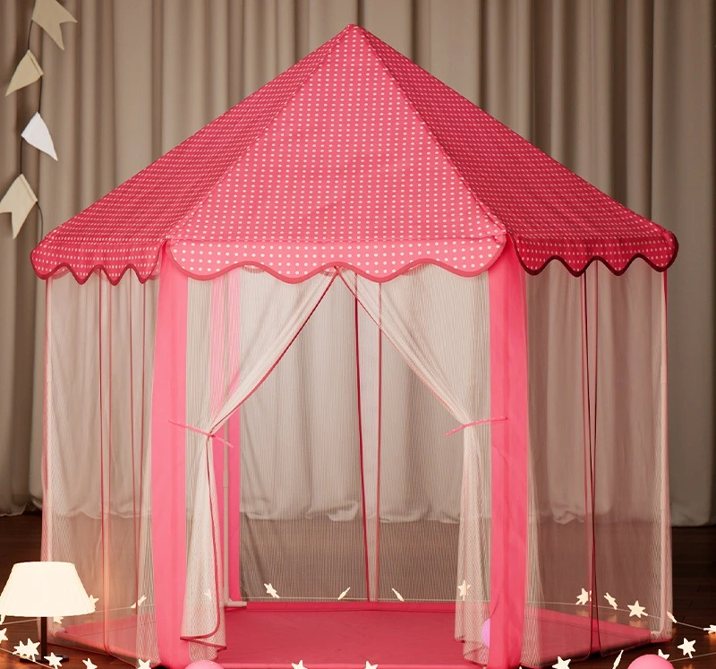 Indoor children's game tent girl princess room baby sleeping tent pink hexagonal princess tent