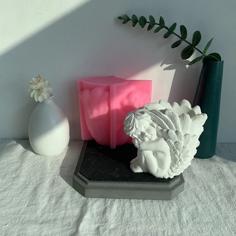 Little Angel Silicone Mold Scented Molds, Succulent Flower, PotAshtray Pen Holder, Gypsum and Concrete Stone, Carving Art Tool