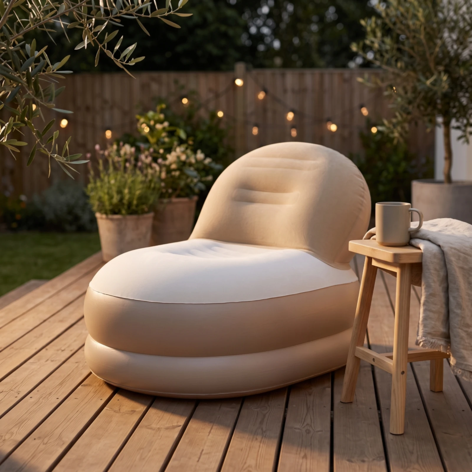 Inflatable Chair with Backrest Self-Inflating Inflatable Sofa Inflatable Chair Portable Inflatable Couch Flocked for Campers