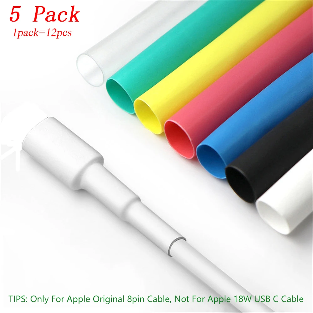 Colorful Heat Shrink Tube USB Cable Protector Protective Saver Cover Wire Organizer Winder Cord Sleeve Repair Tools For iPhone