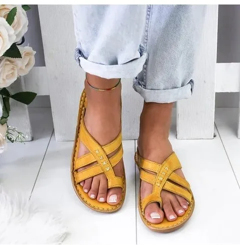 New Women Wedge Sandals Casual Flat Shoes Female PU Casual Summer Shoes for Women Flip Flop Flats Ladies Beach Slipper Sandal