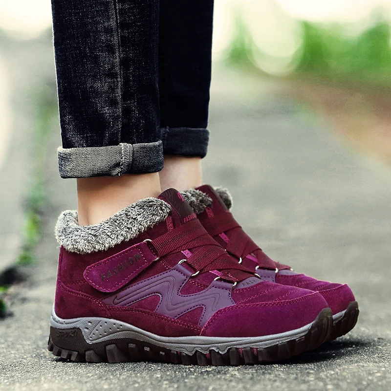 Outdoor Large Size Women's Shoes Casual Fleece Lined Snow Boots Comfortable Walking Footwear for Cold Weather