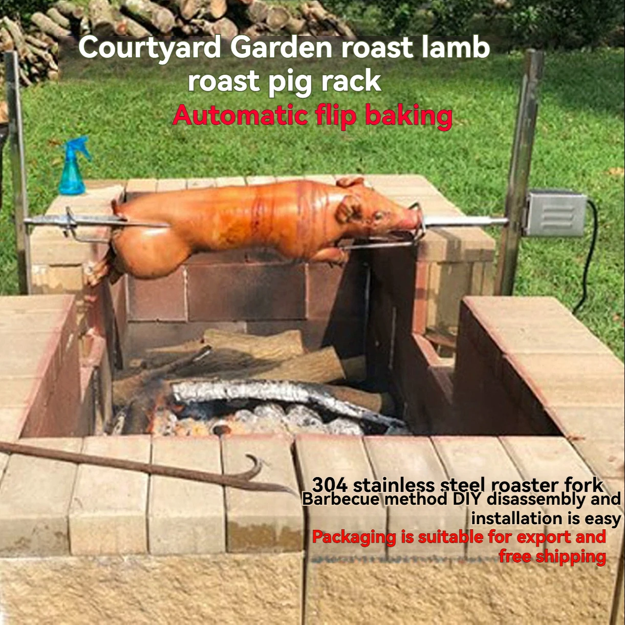 Grilled Whole Sheep Rack  Automatic Rotating Lamb Pig Commercial Large Torque Professional Outdoor Portable Home Grill