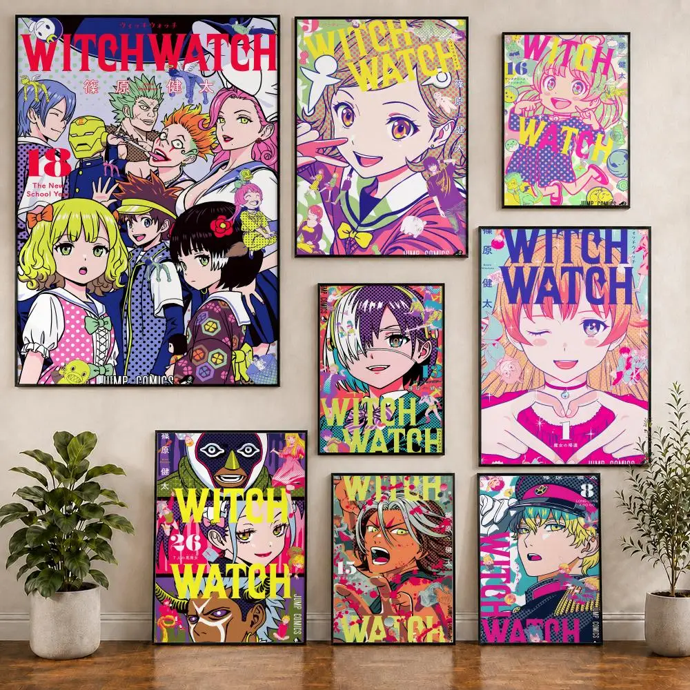 Anime Witch Watch Comedy Niedliches Poster, PVC, HD, zum Abziehen und Aufkleben, modernes Poster, für Zuhause, Büro, Wohnzimmer, Esszimmer, Wanddekoration