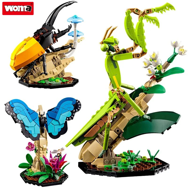 

Woma Brand Creative Insect Series Butterfly Building Block Beetle Mantis Biological Model Decoration Bricks Toy Gift For Kids