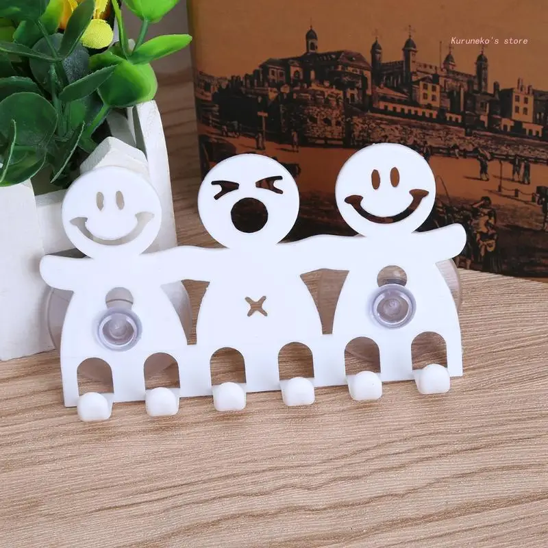 Wall Mounted Toothbrush Holder Suction Cup 5 Position CuteCartoon Smile Set for Home Bedroom Bathroom Accessory HX6D