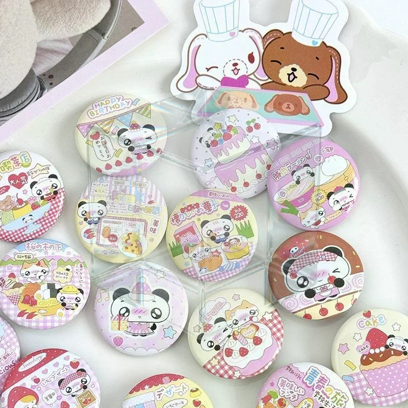 6Pcs Kawaii Cartoon Panda Badge Pins With Lovely Printed Patterns For Backpack Decor Ideal Gifts For Teen Girls Anime Fans