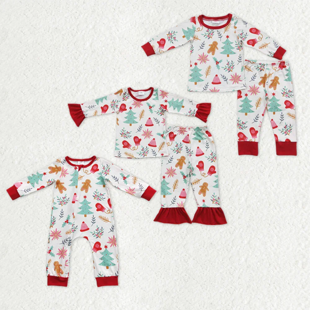 

z918-04 BLP0264 Wholesale rompers baby boy clothes Christmas tree long sleeve pants pajama set Boutique kids clothes girl sets