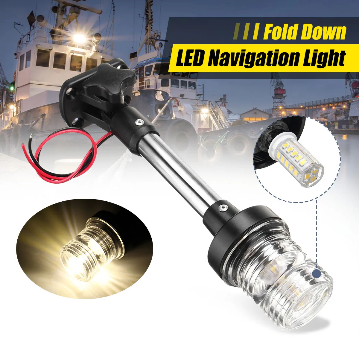 Fold Down LED Navigation Light 12-24V Marine Boat Sailing Signal Lamp Stern Anchor Lights For Yacht Boat