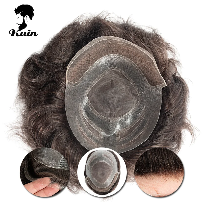 

VERSALITE Men's Capillary Prothesis 100% Human Hair Toupee Men Wig Durable Natural Male Hair Exhuast Systems Wig For Men Toupee