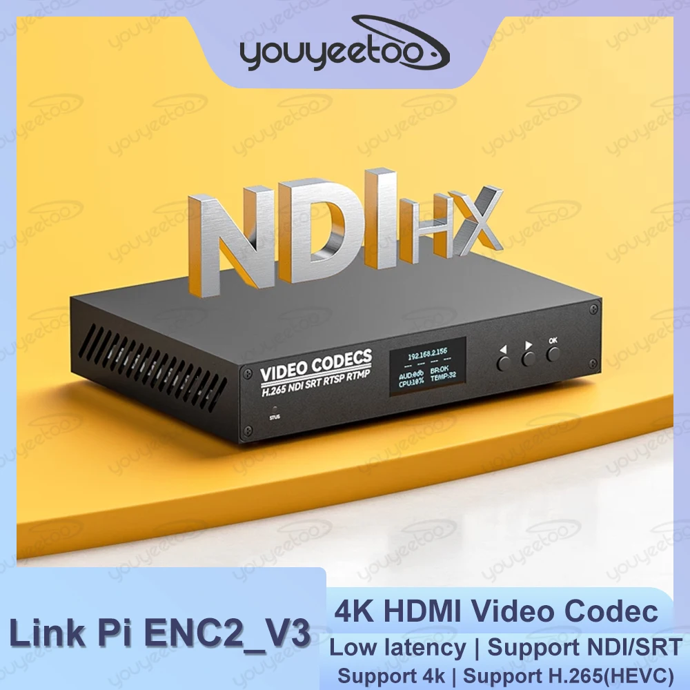 

Link Pi ENC2_V3 4K Video Codec 2-channel HDMI Encoder/Decoder, SRT NDI, RTMP Live Streaming Low Latency Support H.265 HEVC