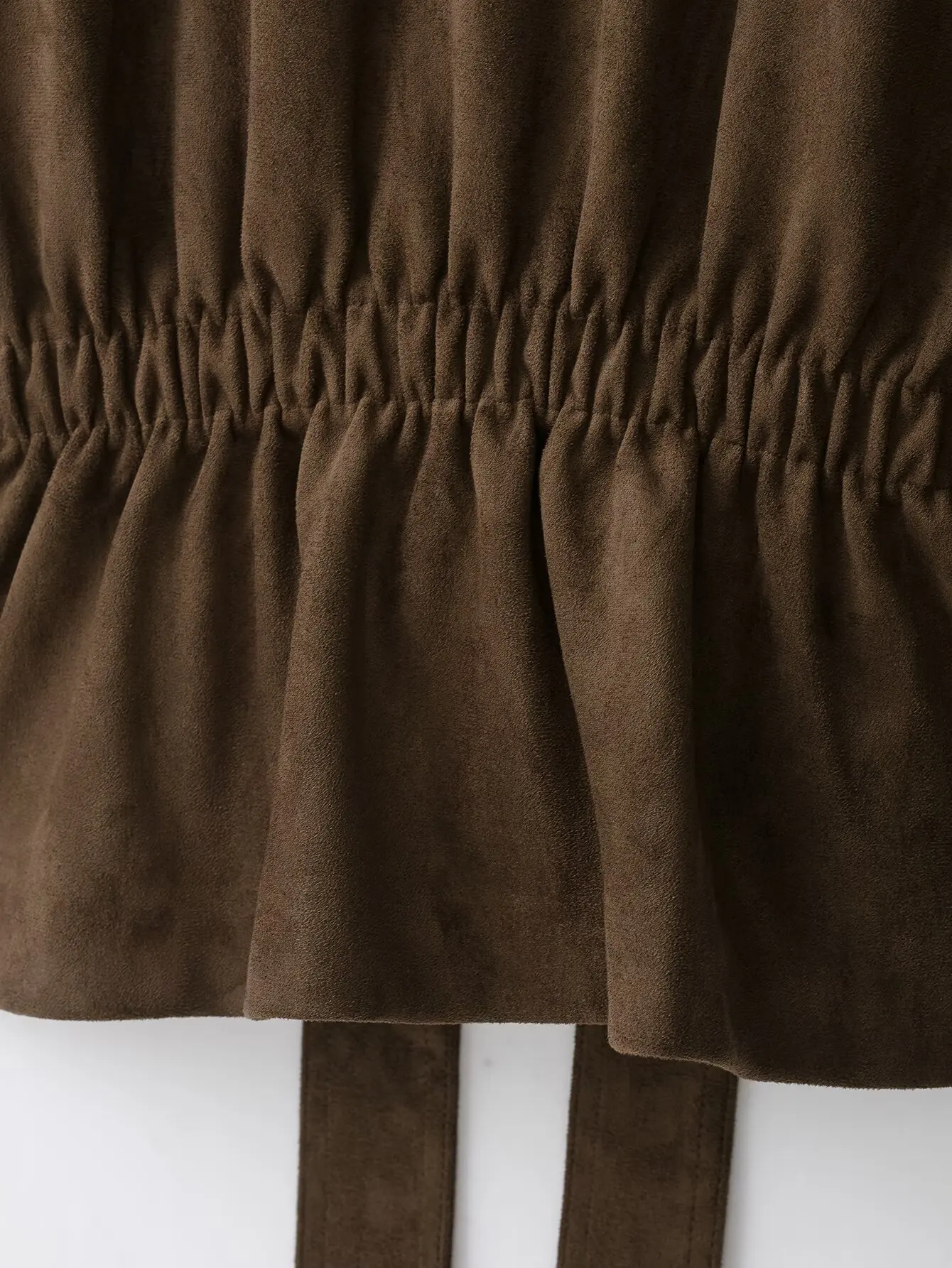 TFMLN Damen Wildlederjacke, Modischer Stehkragen, Gürtel, Locker Geschnittene Oberbekleidung, Herbst-Winter Freizeitjacke, Einfarbig, Vintage-Stil 2026 – Detail 19