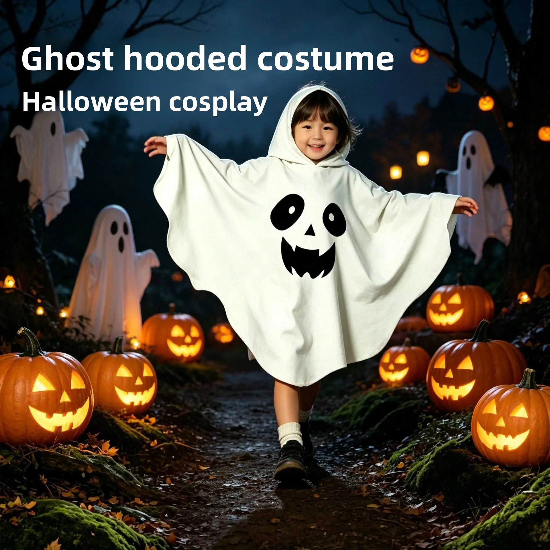 Halloween Pumpkin Ghost Robe Cute Party Performance Costume Children's Kindergarten Cosplay Suit Set Lovely Ghost Outfit