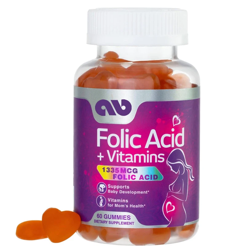 Folic acid prenatal multivitamin gummies, containing folic acid, vitamin C, D3, B6, B9, and B12- non GMO and gluten free