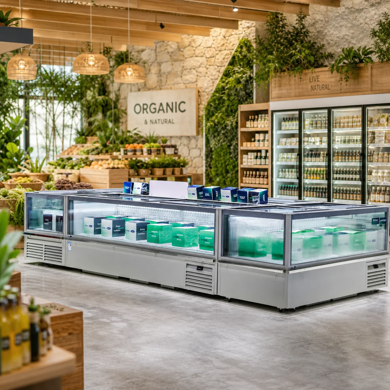FL Island Style Refrigerated Cabinet Supermarket Open Top Refrigerator For Frozen Ice‑Cream Dairy Product Merchandising Machine