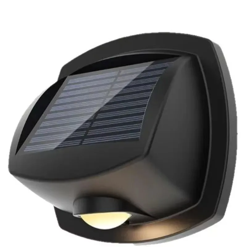 Solar Powered Convex Mirror LED Wall Wash Light Dual Color Outdoor Fence Boardwalk Exterior Wall Lighting Fixture