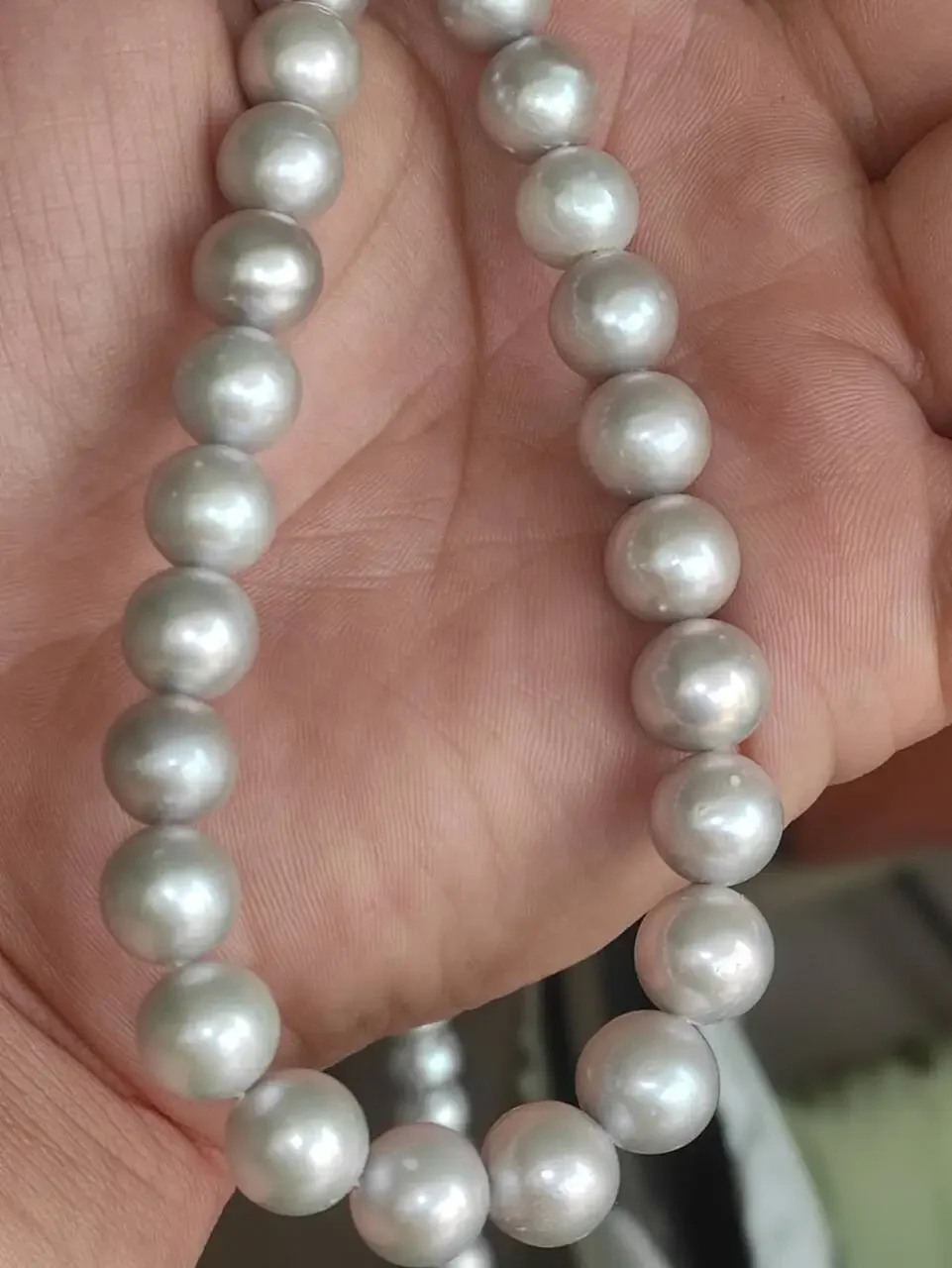 Beautiful Pearl AAAA South Sea Perfect Round 11-12mm Grey Pearl Necklace 925s 16/1820/22 inch