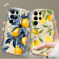 Summer Fruit Lemon Flower Clear Case For Samsung Galaxy S25 S24 Ultra S23 S22 S21 Plus FE A56 A36 A26 A16 A06 A15 A25 A35 A55 5G