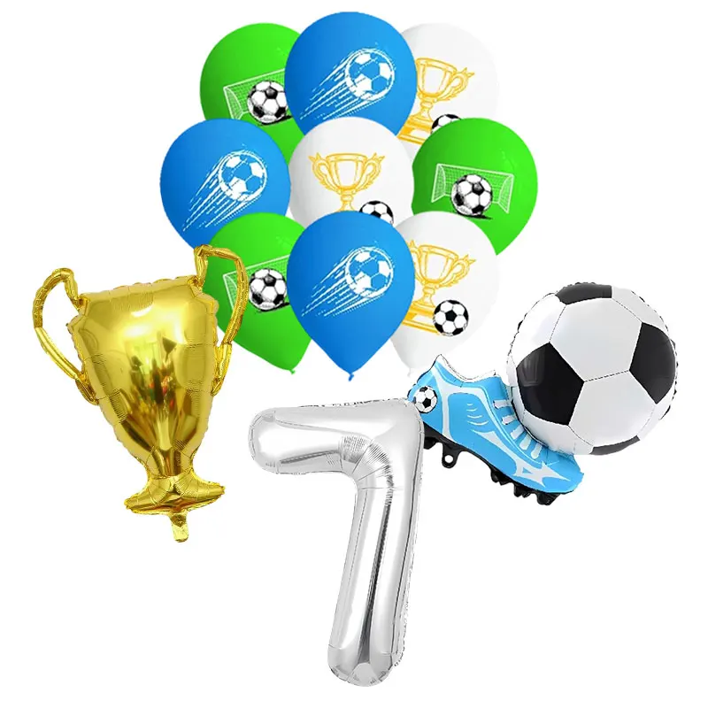 Geburtstags-Fußball-Dekoration Fußball-Themen-Tischgeschirr Tasse Teller Tischdecke Hintergrund für Kinder Tortendekoration Banner Party-Zubehör – Detail 34