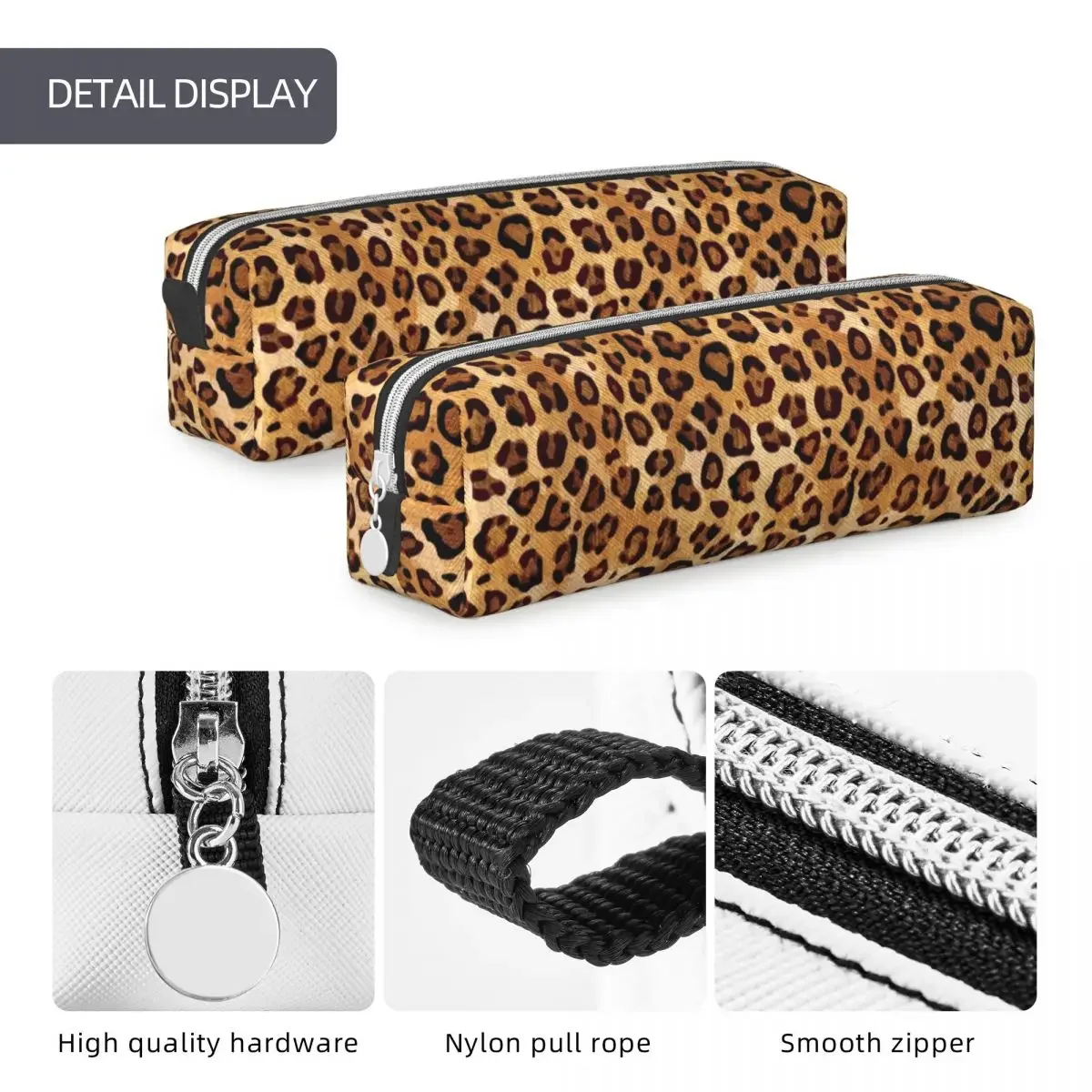 Rustic Texture Leopard Print Pencil Case Fashion Pencil Pouch Pen for Student Big Capacity Bags Office Gifts Stationery