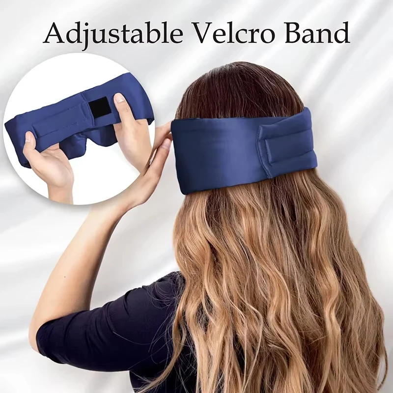Silk Sleep Mask Soft Pressureless Sleeping Mask Mulberry Silk for Eye Skin Anti Wrinkles Adjustable Wide Velcro Ear Cover