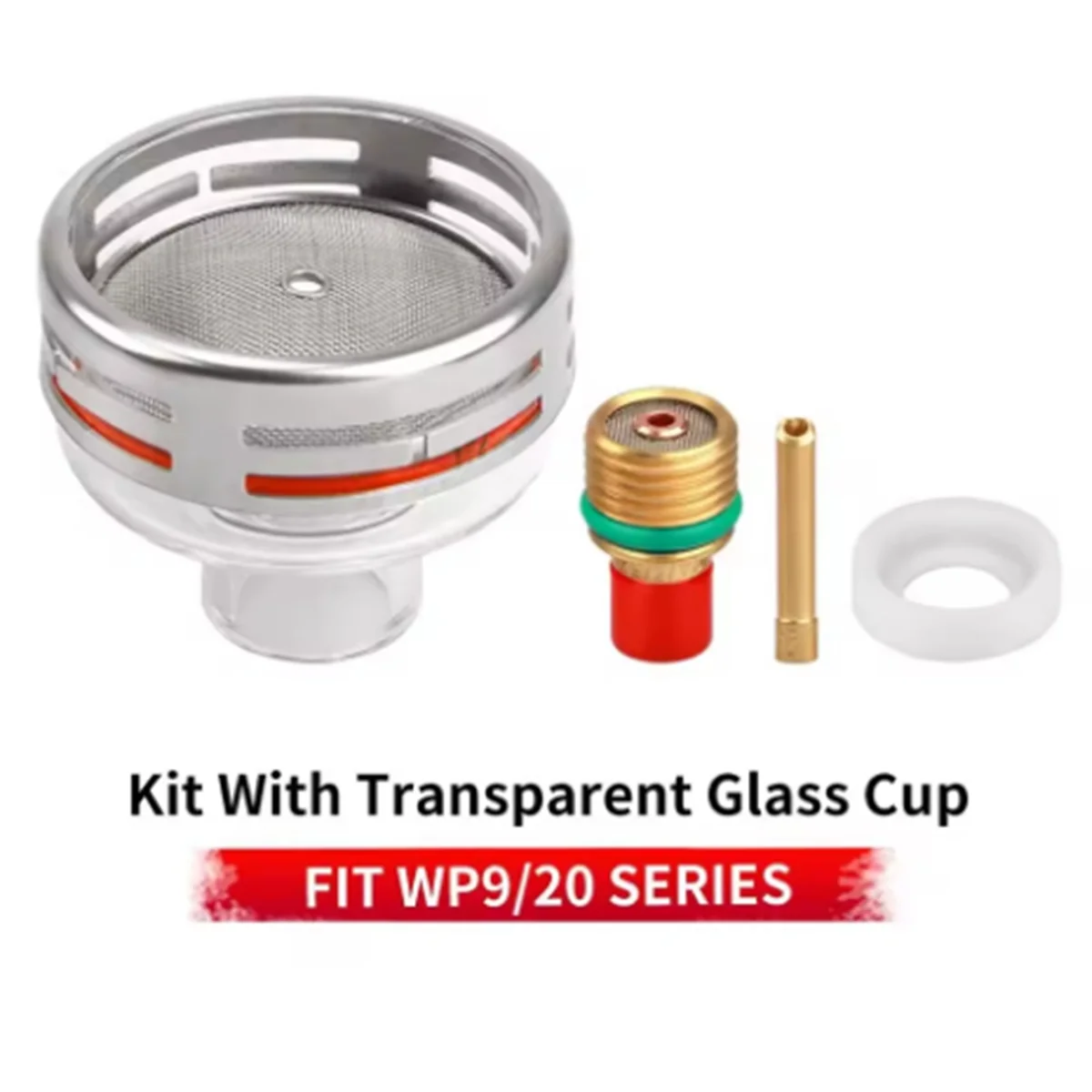 A002 Collect Body Short Gas Lens Glass Cup Transparent Porcelain Nozzle 2HSGS Gasket Kit for TIG Welding Torch WP9 WP20