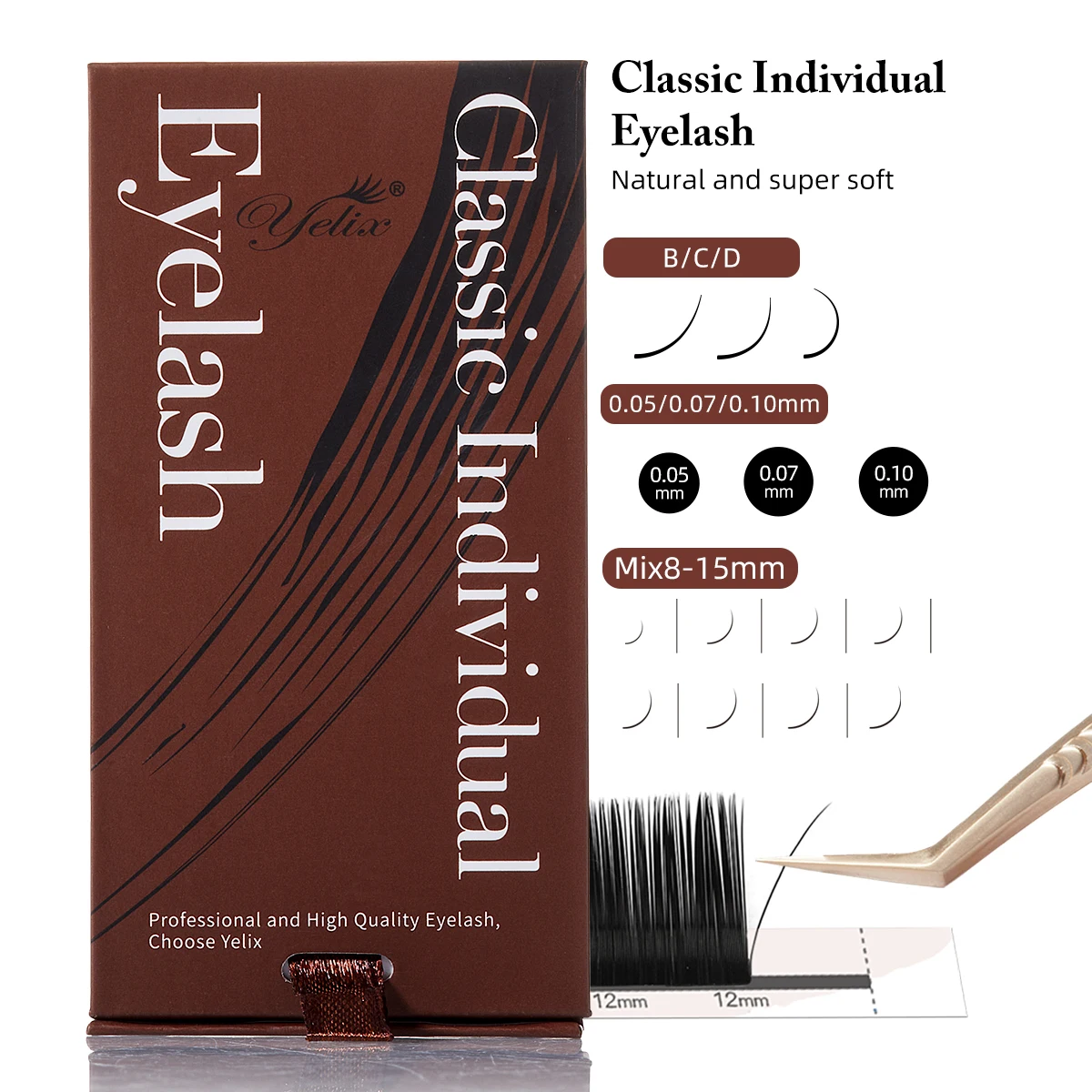 YELIX New Classic Volume Lash Extensions 0.03-0.18mm D Curl Simulated Mink False Eyelashes Premium Silk Eyelashes Beauty Salon