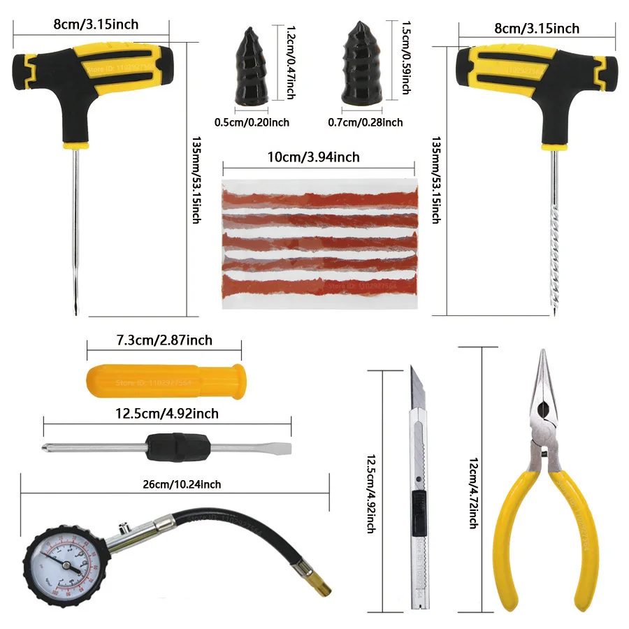 Car Tire Repair Kit Puncture Plug Tools Tyre Puncture Emergency for Tire Strips Stirring Glue Repair Tool Kit Car Accessories
