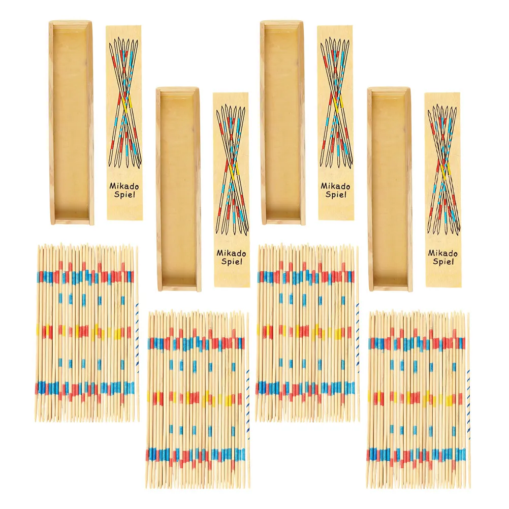 

4 Boxes Wooden Pick Up Sticks Premium Educational Game Set Boosts Cooperation Communication Skills Home Classroom