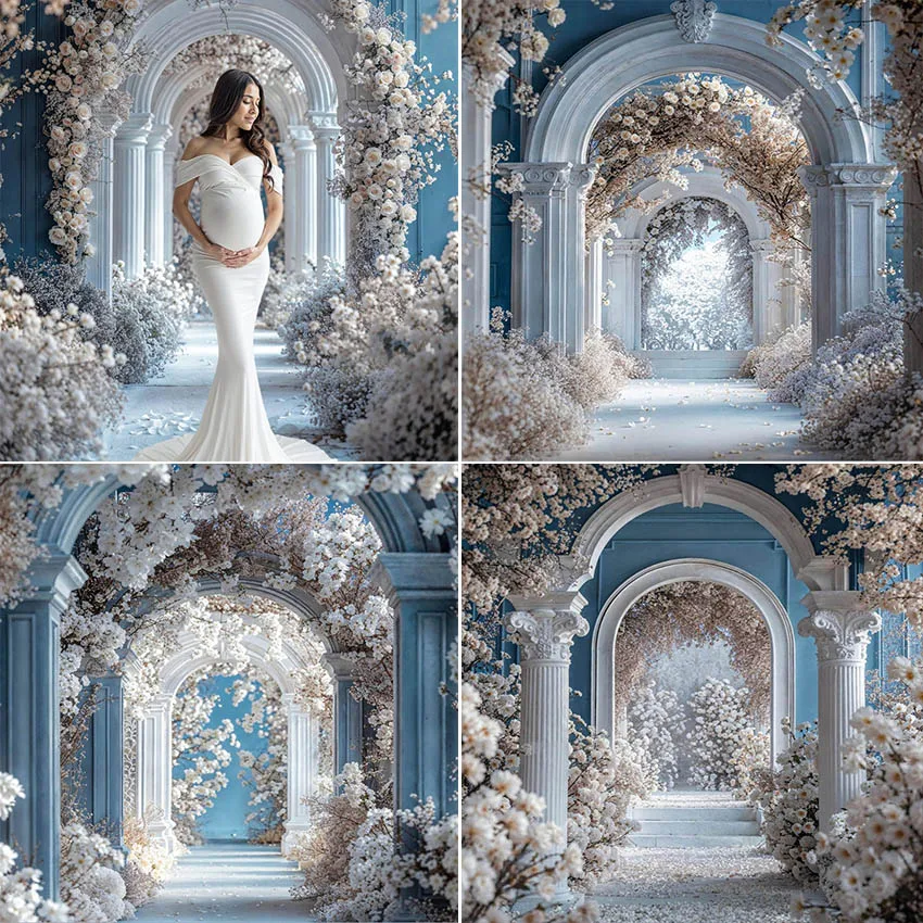 

Mehofond Photography Background Blue Floral Arch Flowers Adult Birthday Wedding Maternity Portrait Decor Backdrop Photo Studio