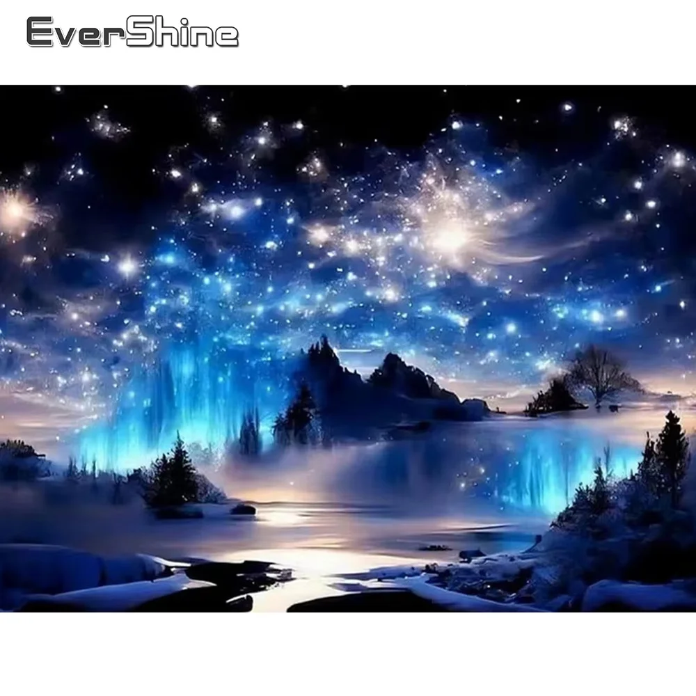 Evershine 5D Landscape Diamond Mosaic Lake Painting Mountain DIY Embroidery Starry Sky New Arrival Handmade Gift