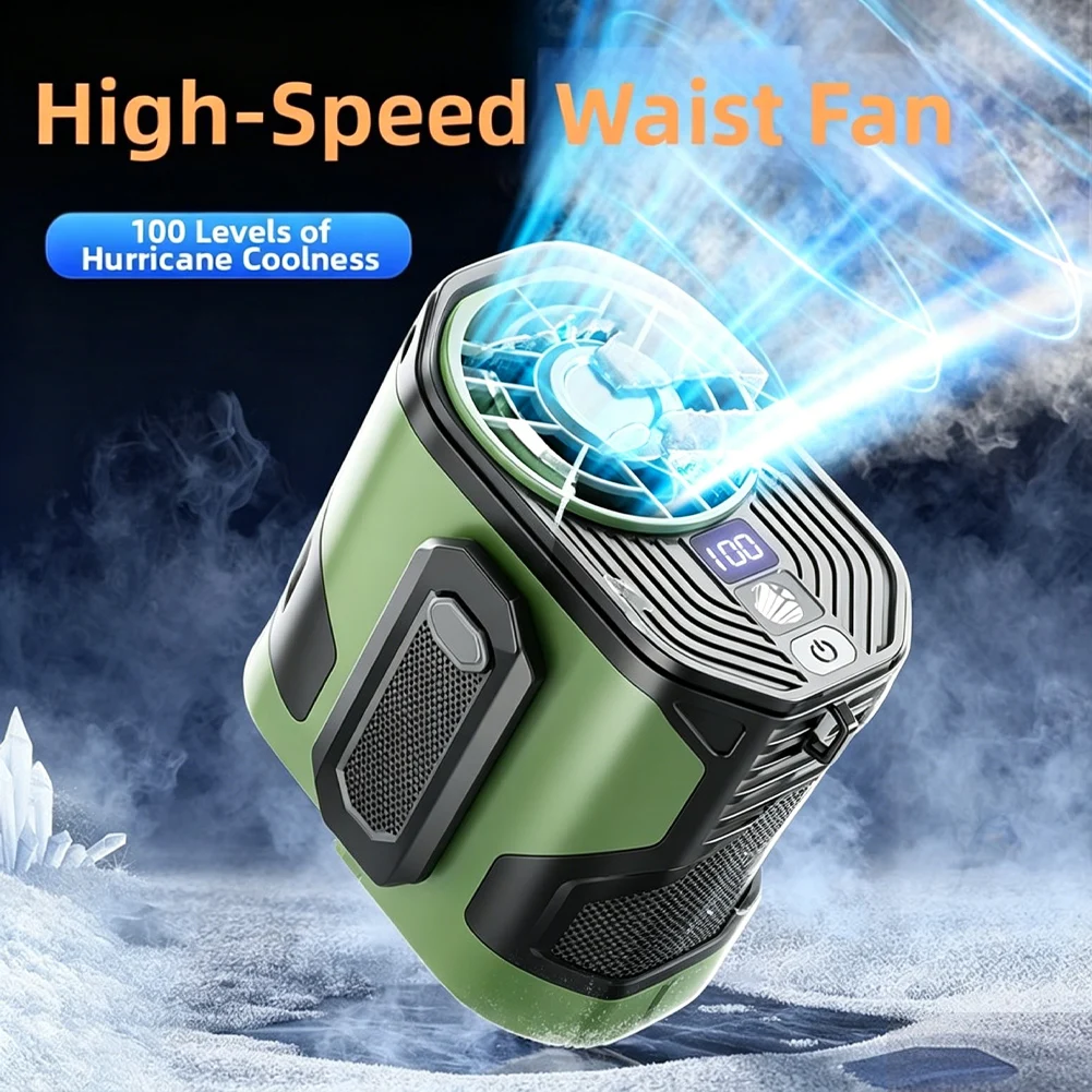 Waist Mounted Fan With Flashlight 23C Cooling USB Rechargeable Portable Neck Hanging For Mini Blower For Outdoor Work Camping