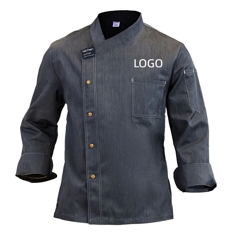 Wiosna Jesień Długie rękawy Kuchnia Szef Kuchni Mundur Roboczy Haft Imię Nadruk Logo Hamburger Ciasto Koszula Kurtka