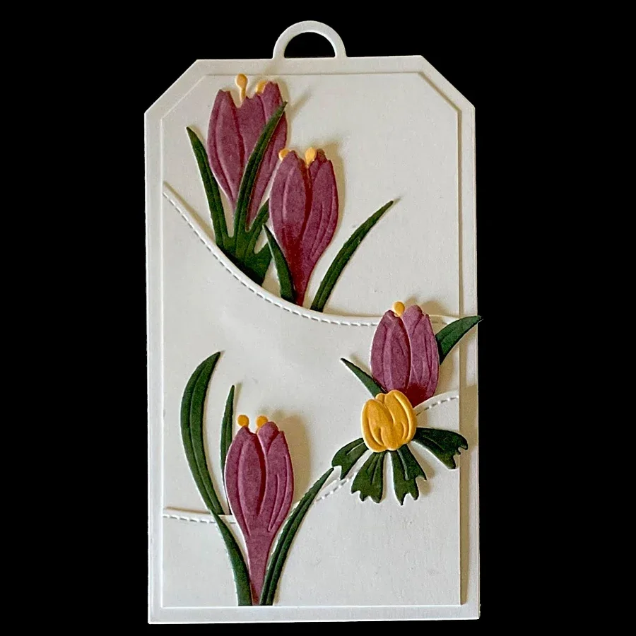 Blooms Crocus Metal Cutting Dies Scrapbooking Embossing Folder Suit for Sizzix Fustella Big Shot Cutting Machine Cuts Christmas view 5