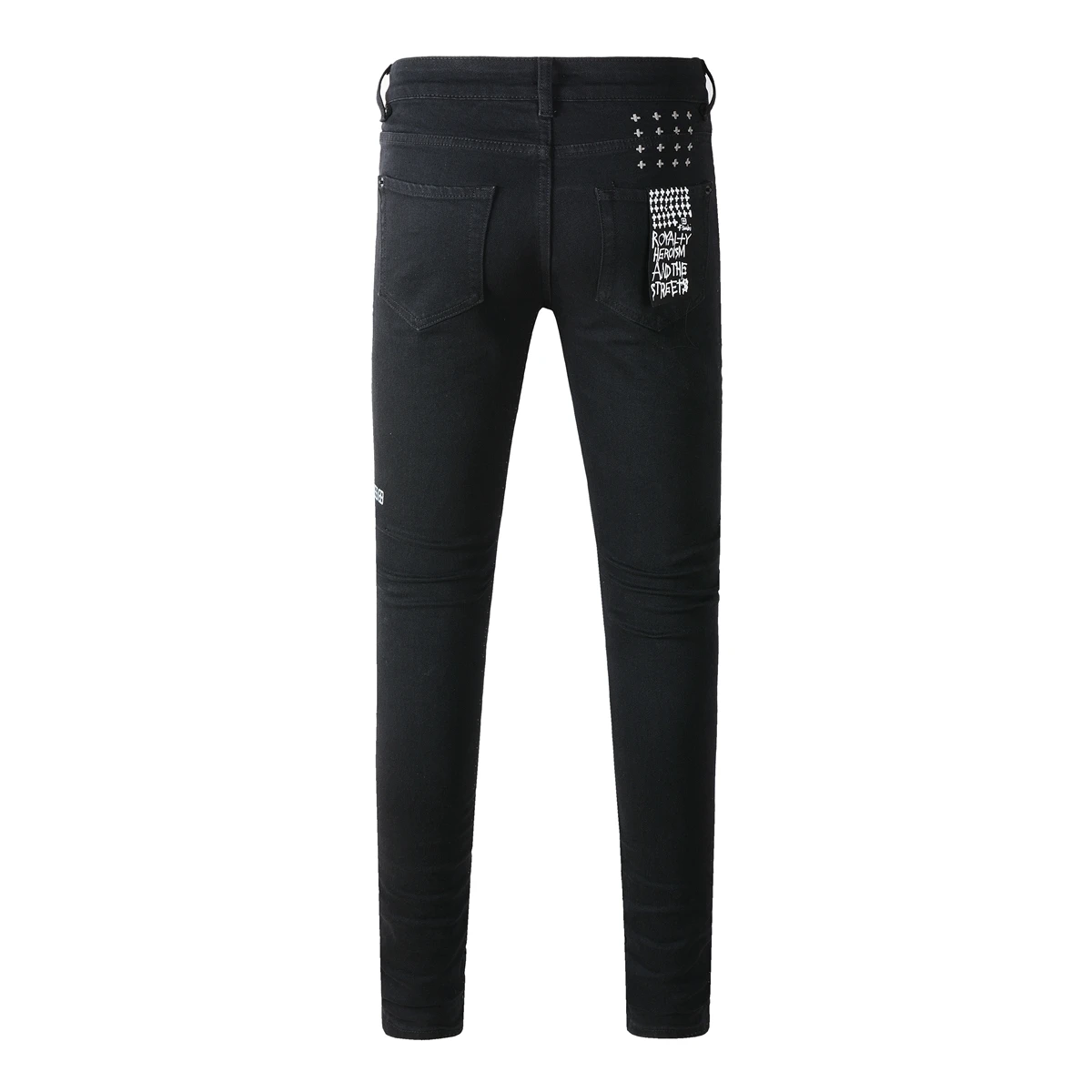 Moda marca cruzada hombres KSUBI Jeans Prue negro High Street pintura agujero tendencia pantalones vaqueros ajustados pantalones deshilachados rasgados 3004