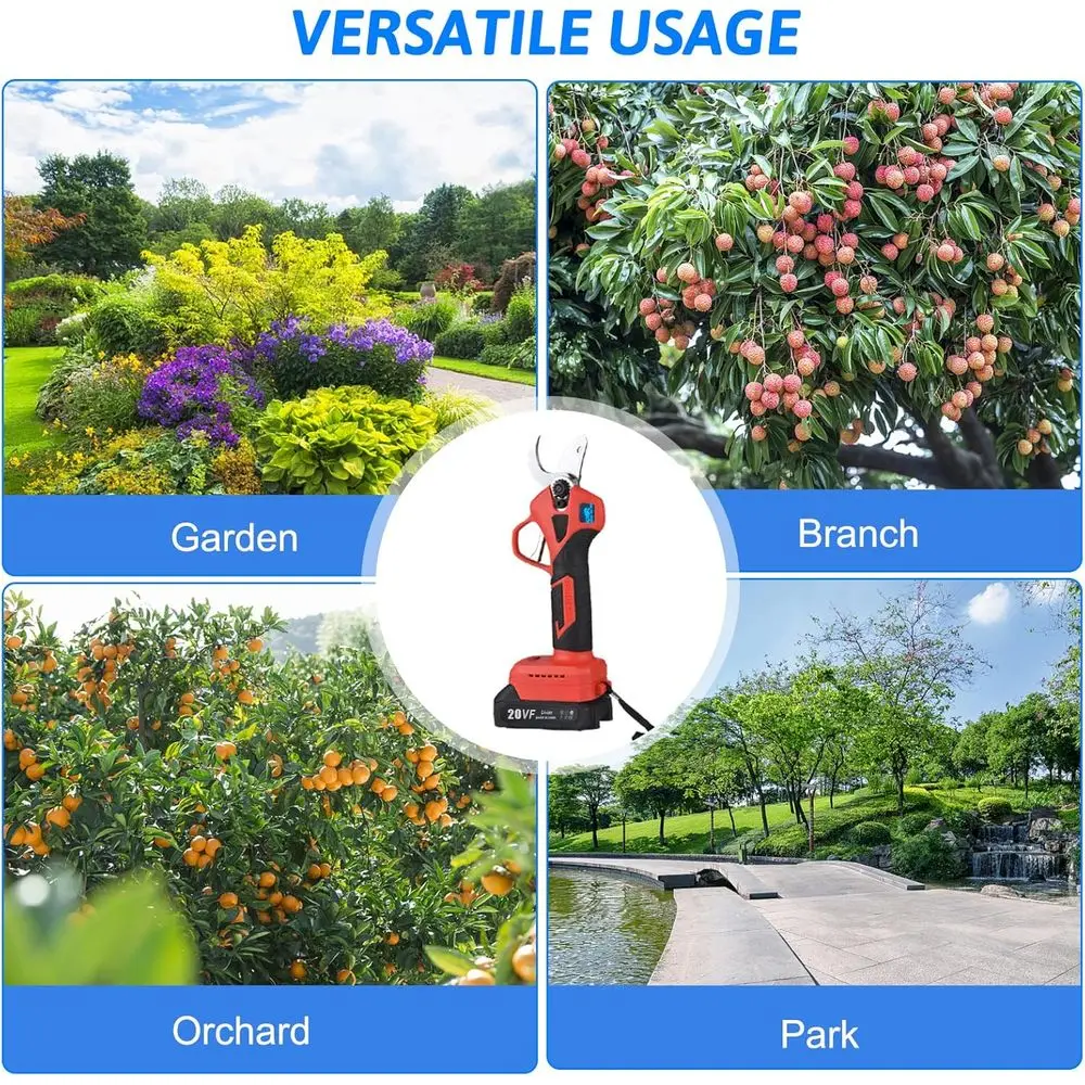 مقصات التقليم الكهربائية، مقلم الحديقة مع بطاريتين قابلتين لإعادة الشحن، قفازات بديلة ذات شفرات فولاذية، تجاوز البستنة شديدة التحمل