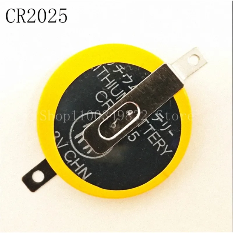 2PCS/LOT CR2025 With Pins Battery 2025 Lithium Battery 3V 180-degree Solder Hole Tab Button Cell Batteries