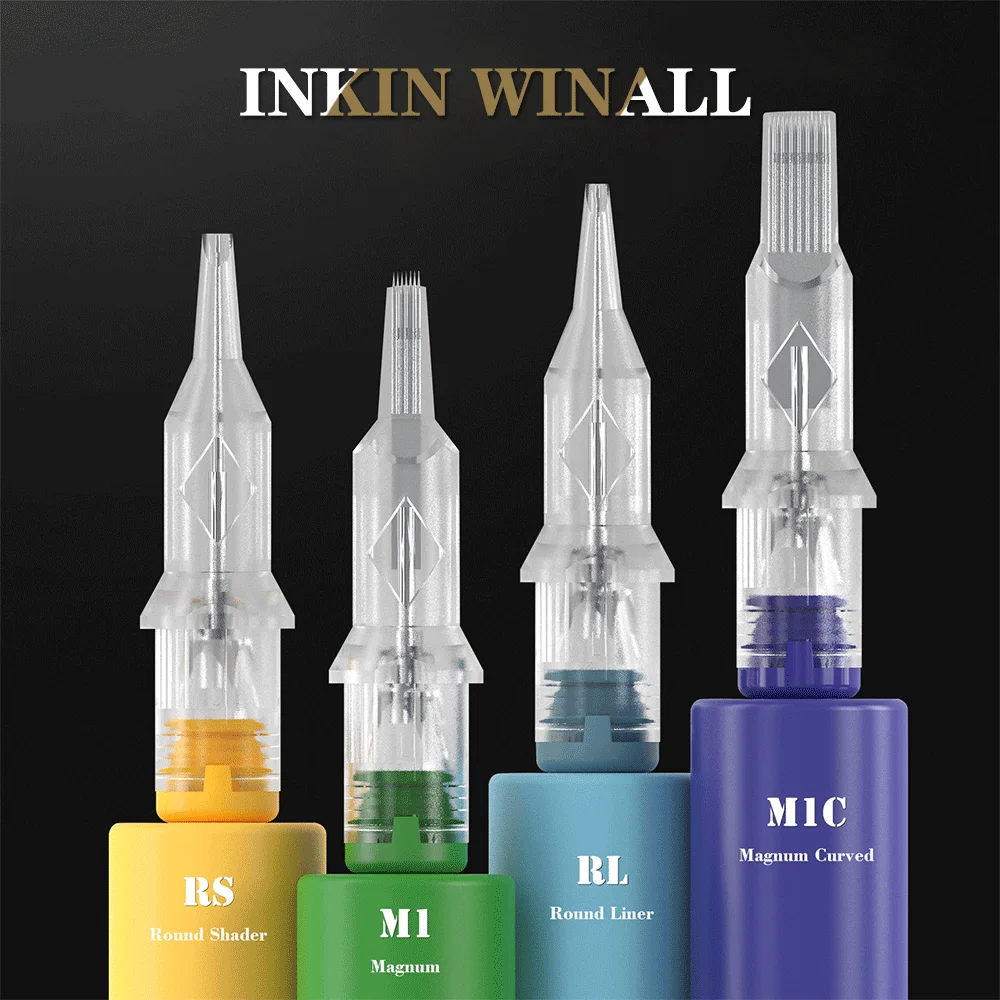

INKIN WINALL Cartridge Permanent Makeup Needles RL RM M1 RS for Rotary Cartridge Tattoo Machine Pen 20PCS