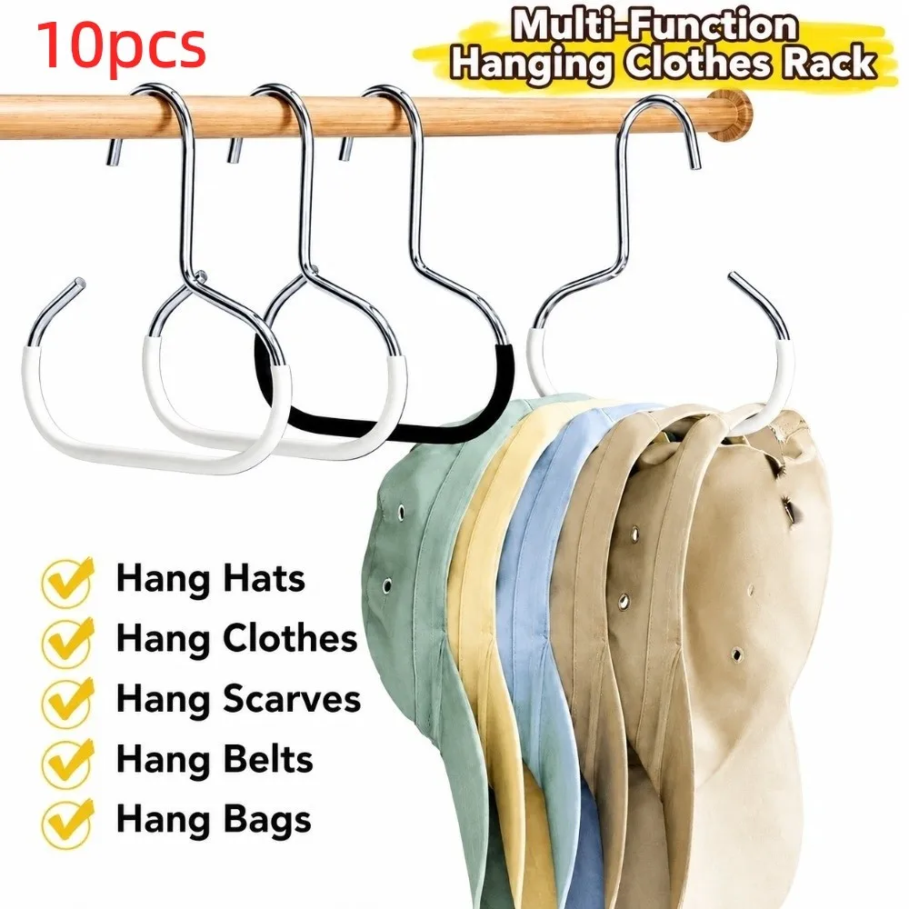 10pcs Fashionable Metal Hat Storage Hooks Easy-to-Install Multi-Functional Wardrobe Organization Decor Simple Plastic Frame