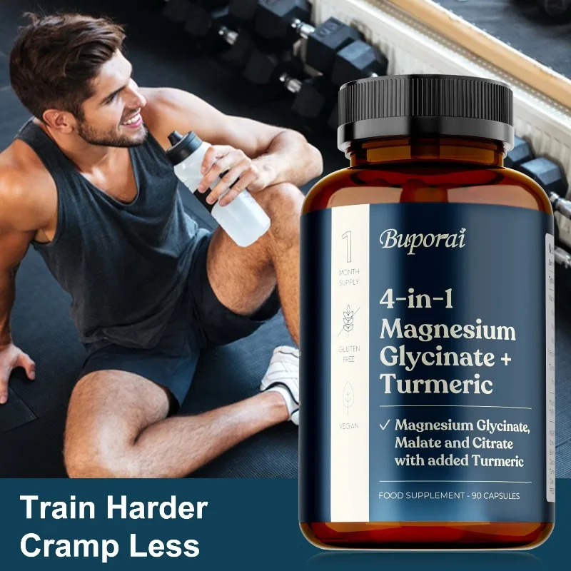

4-in-1 Magnesium Glycinate +Turmeric - Antioxidant, Soothes Nerves,Replenish Energy, Joint Support,Improves Memory and Cognition