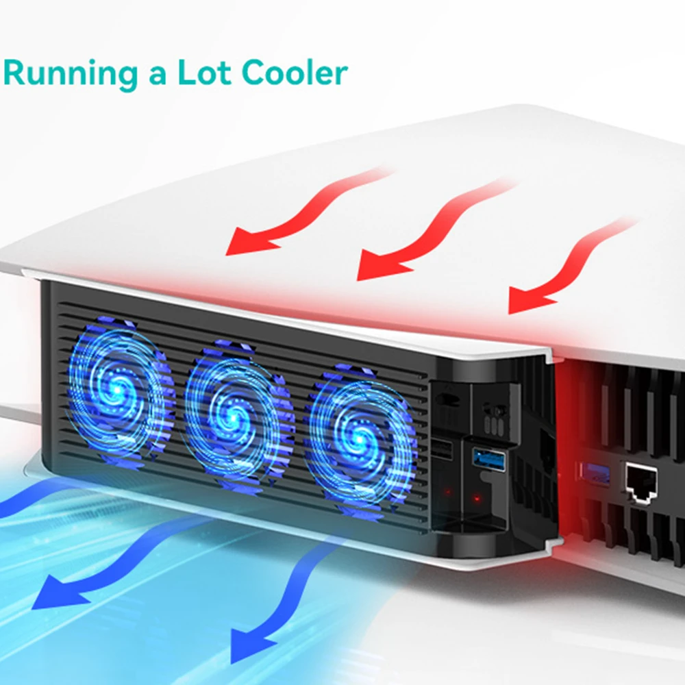 Ventilador de refrigeración mejorado con luz LED, sistema de refrigeración silencioso para Playstation 5, disco y accesorios para juegos de edición Digital