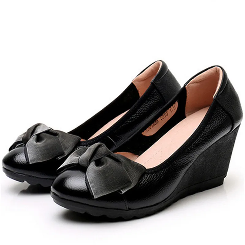 

ZXRYXGS/женские туфли премиум-класса из натуральной кожи с бантом на высоком каблуке, туфли на танкетке и высоком каблуке, весна 2024, банкетные свадебные туфли, модные туфли-лодочки