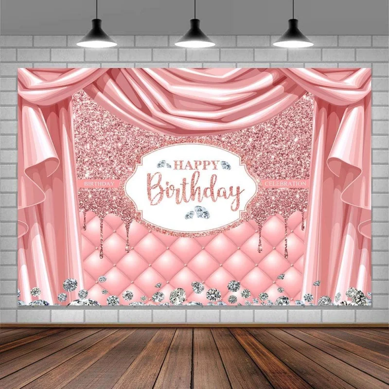 Girl's birthday background pink flannel material printed design wall tapestry