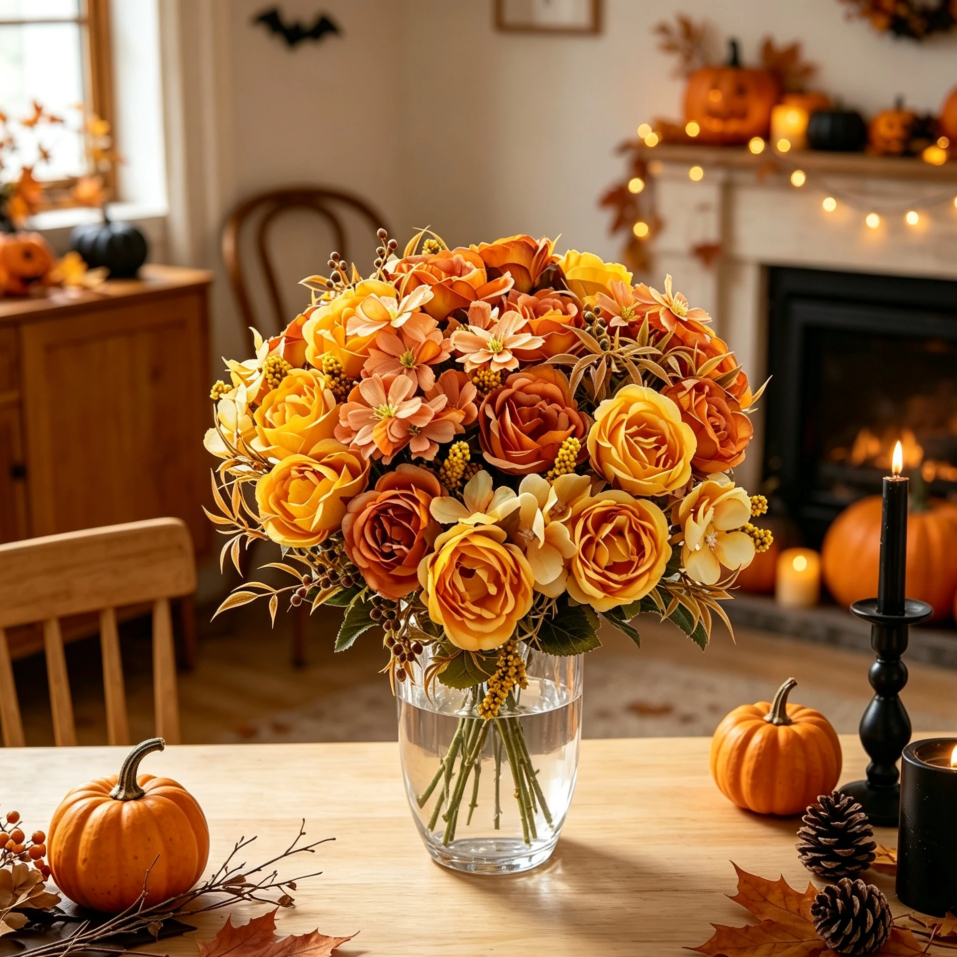 3Pcs Silk Artificial Flowers Rose Wedding Wreath Bridal Bouquet Home Room Autumn Halloween Decora Festival Outdoor Yard Diy Gift