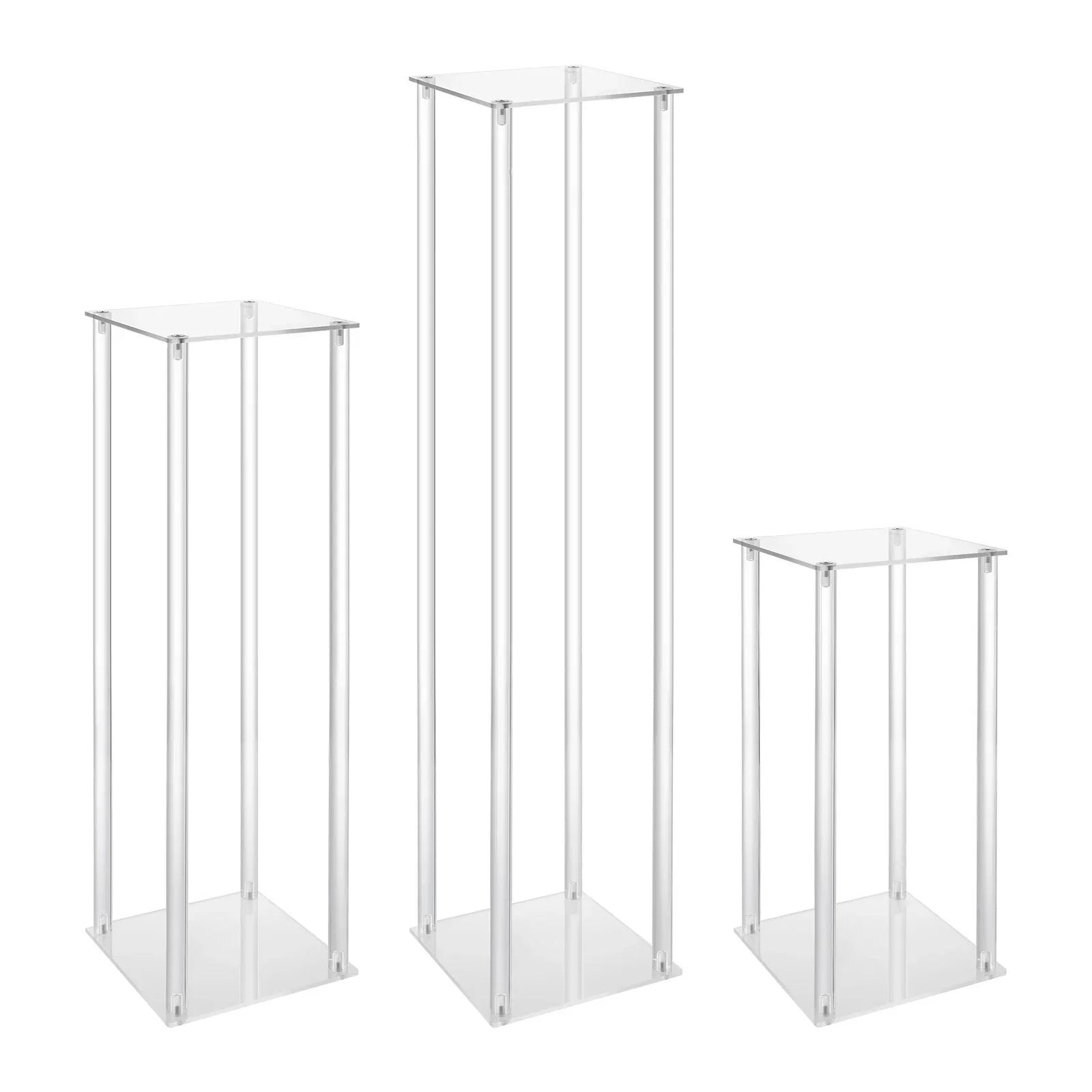 

Durable Acrylic Vase Wedding Centrepieces, 3 Pcs Clear Column Flower Display Stand, Geometric Display Stand For Home Decor