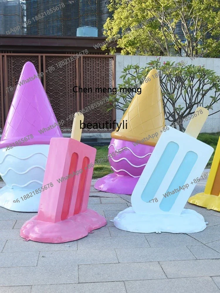 cc182R LBX Ice Cream Decoration Simulation Cone Ice Candy Dessert Shop Sculpture FRP Ice Cream