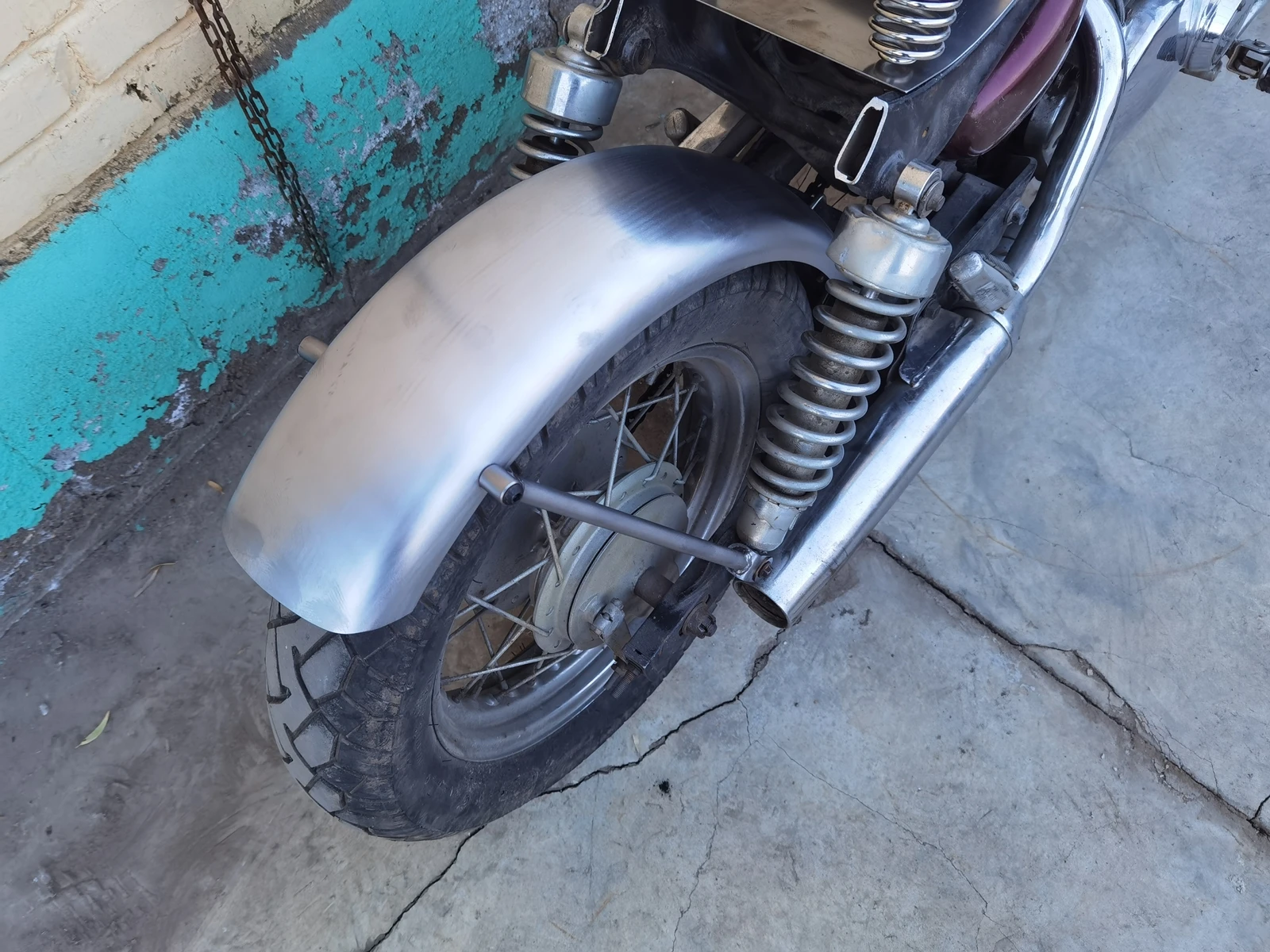 Motorcycle Modified Steel Plate Rear Fender For Yha XV250 Virago Silver