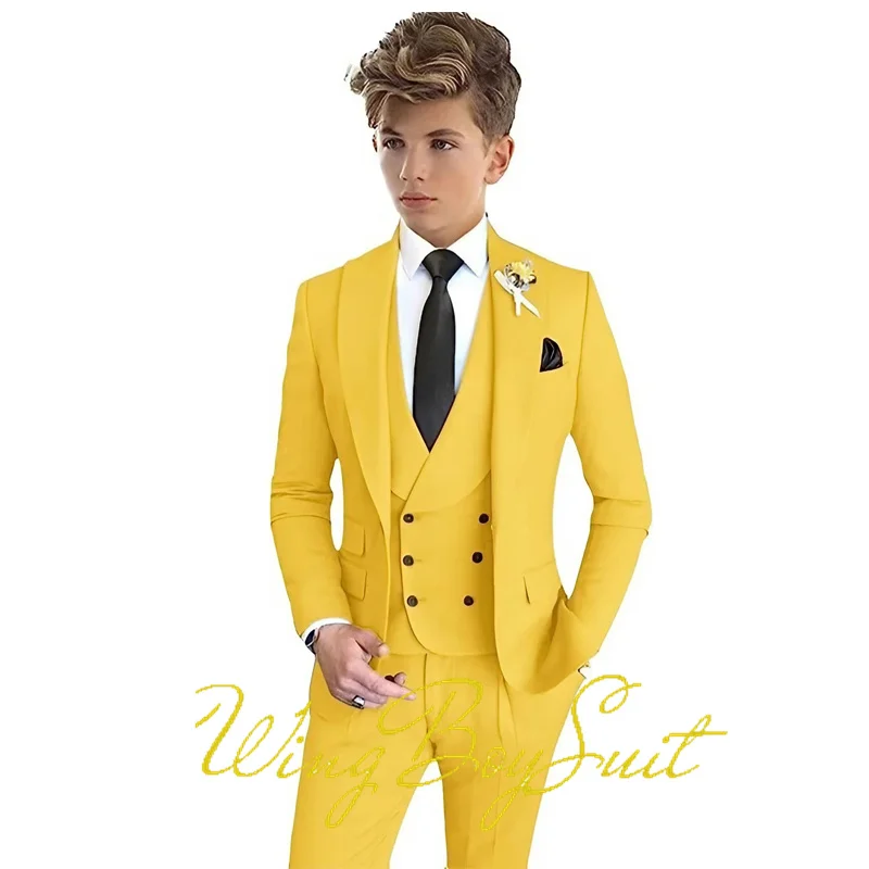 Formal Boys Suit Party Wedding Tuxedo Classic Design Kids Stage Jacket Pants Vest 3 Piece Set Teen Blazer