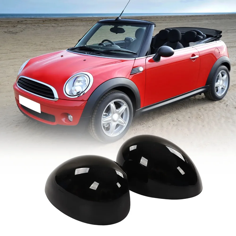 Door Mirror Cover Left Right Glossy Black Replacement for Cooper R55 R56 R57 R58 R59 R60 R61 Exterior Mirror Cover