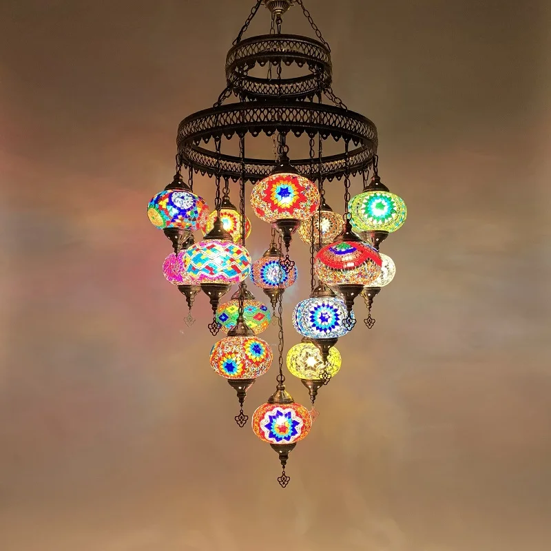 

Villa Living Room Duplex Floor Staircase Chandelier Specialty Restaurant Hotel B & B Bar Turkish Handmade Chandelier